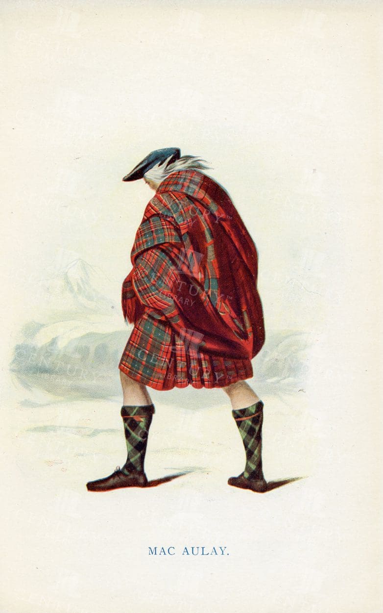 MAC AULAY - Costumes of the Scottish Clans - Vintage 1845 Illustration