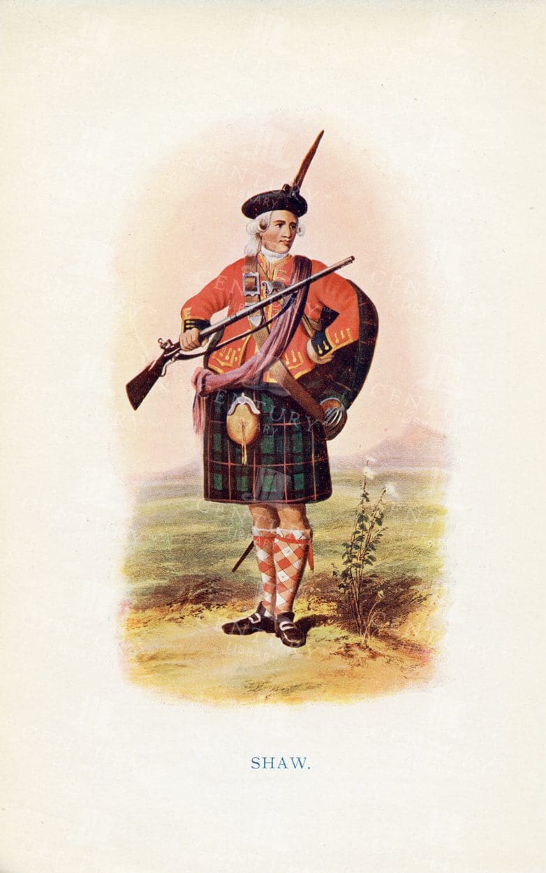 VINTAGE 1845 Illustration - Costumes of the Scottish Clans - SHAW