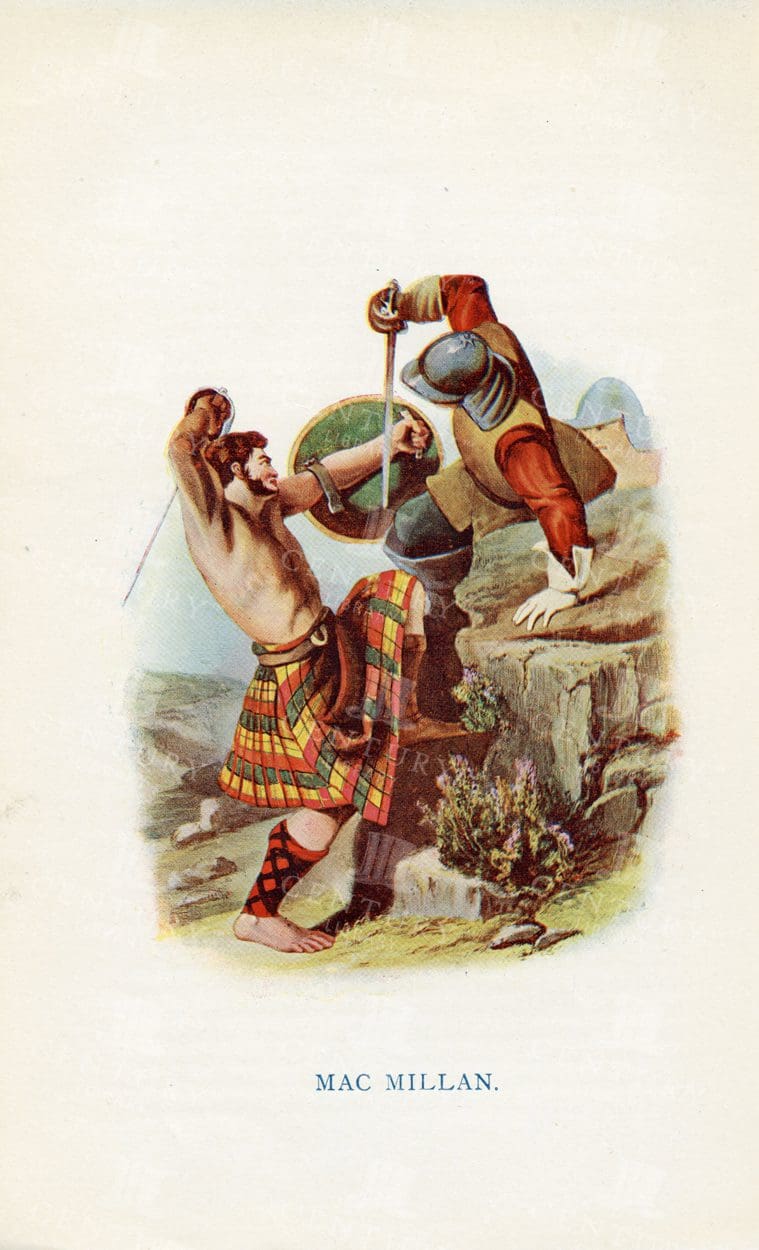 MAC MILLAN  - Costumes of the Scottish Clans 1845 Vintage Illustration
