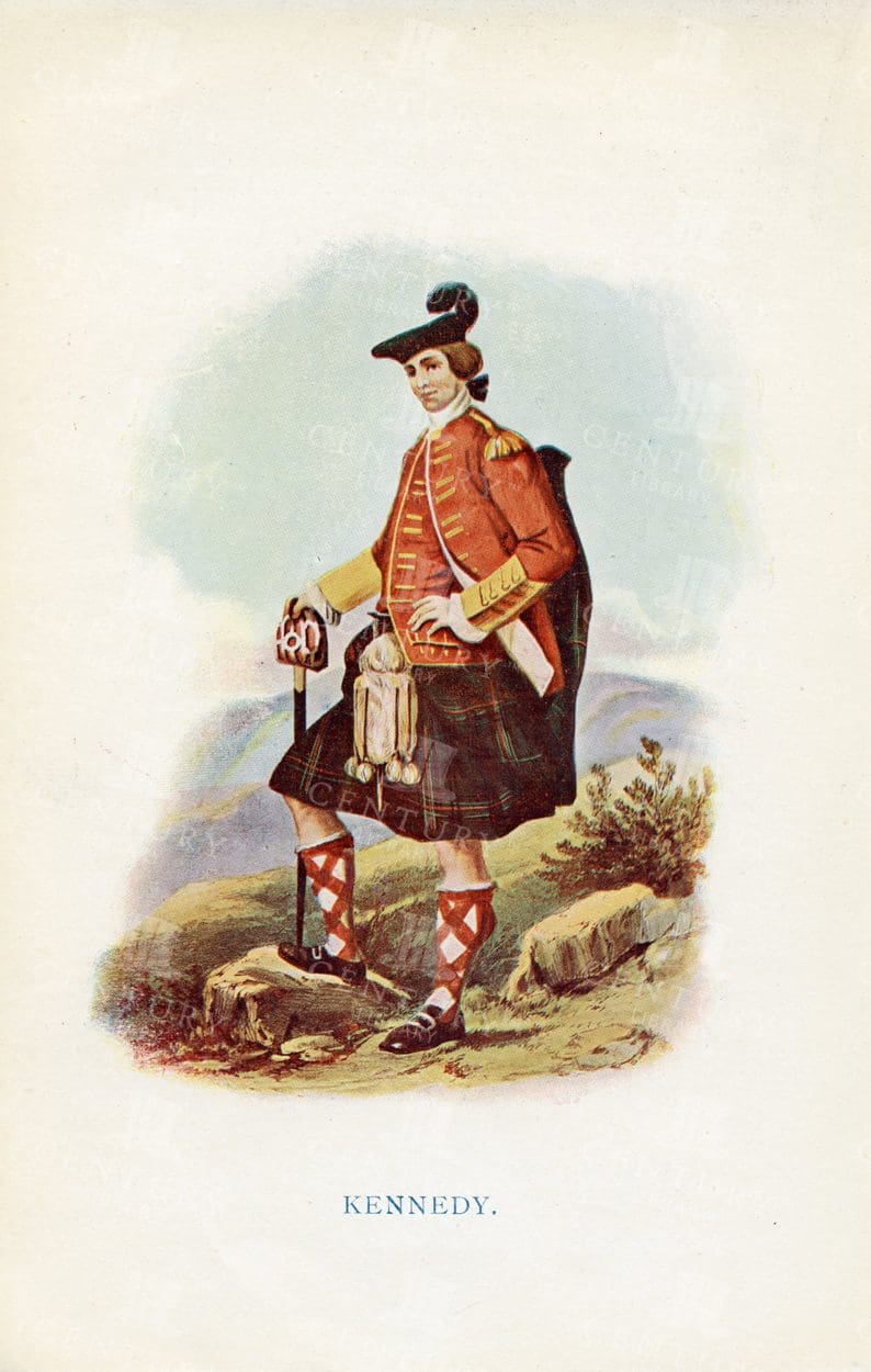 KENNEDY - Costumes of the Scottish Clans Vintage 1845 Illustration