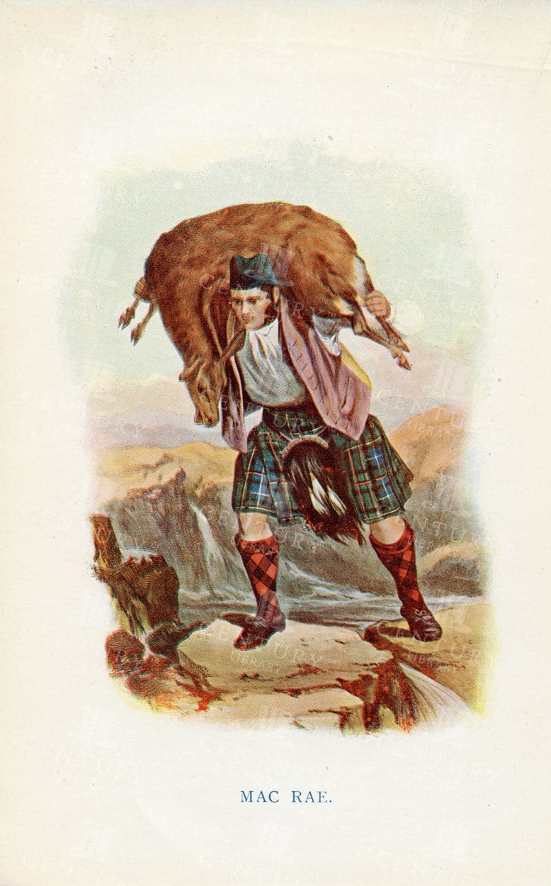 MAC RAE - Costumes of the Scottish Clans 1845 Vintage Illustration