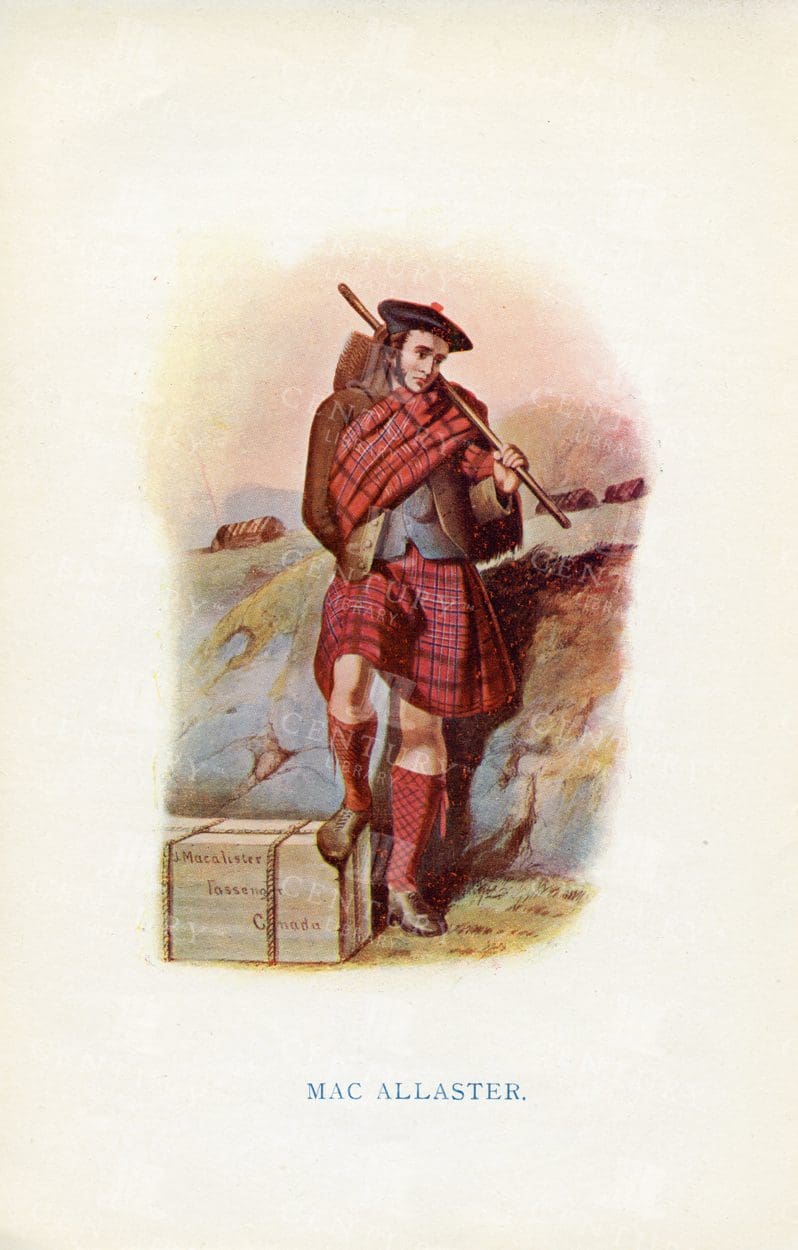 MAC ALLASTER - Vintage 1845 Scottish Clan Costume Illustration