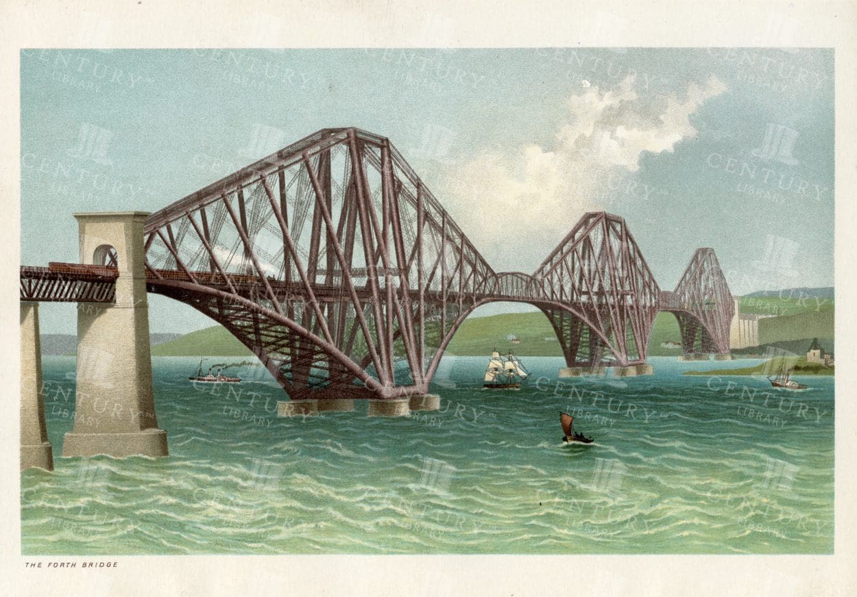 THE FORTH BRIDGE - 1895 Vintage Illustrations - Souvenir of Scotland