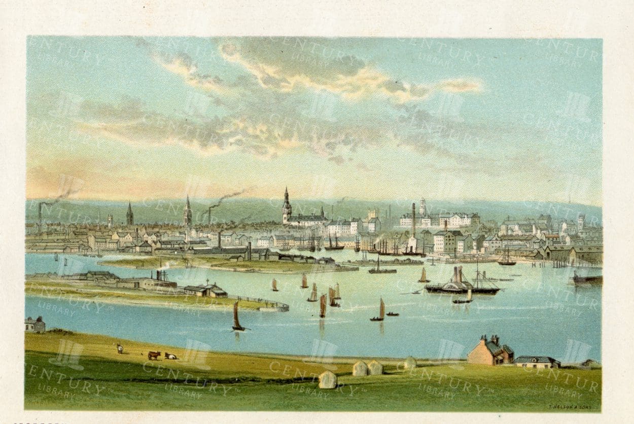 VINTAGE 1895 Chromolithograph Illustration of ABERDEEN in Scotland