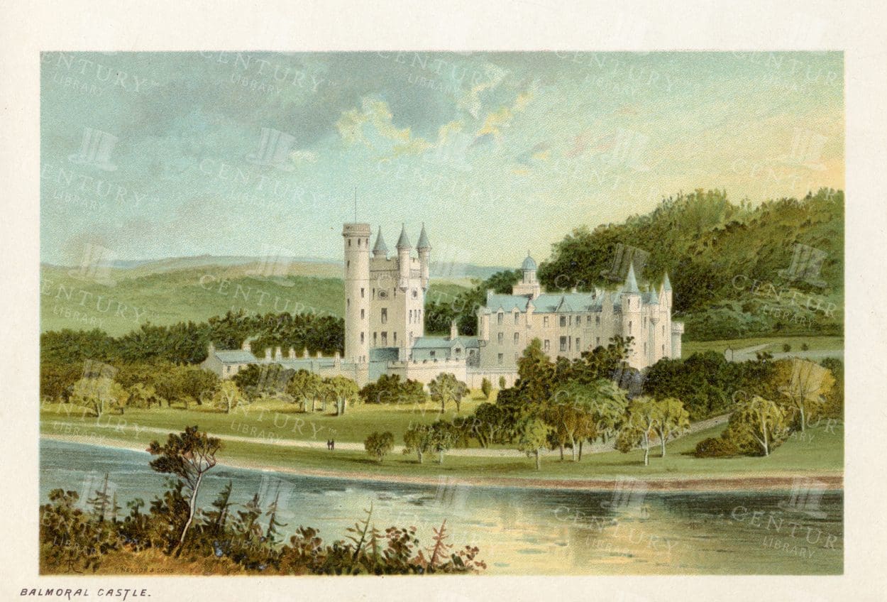 BALMORAL CASTLE - Vintage 1895 Chromolithograph Illustration