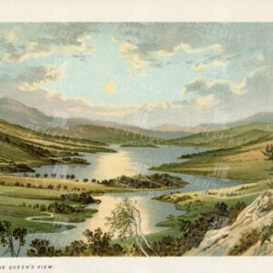 VINTAGE Chromo Illustration - Loch Tummel  - The Queens View
