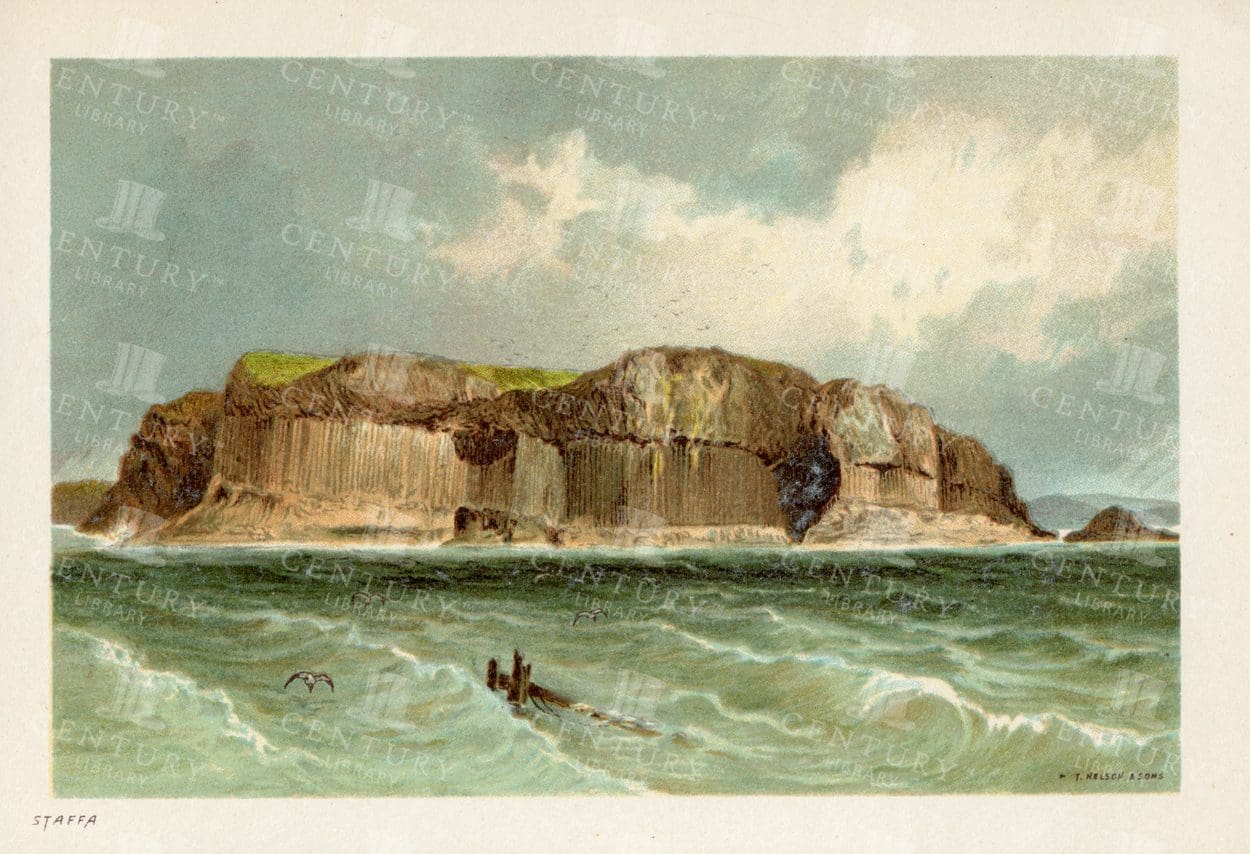 SCOTTISH Landscape Vintage Illustration - Staffa - Souvenir Scotland