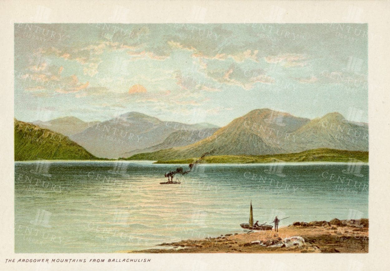 VINTAGE 1895 Illustration - The Ardgower Mountains from Ballachulish