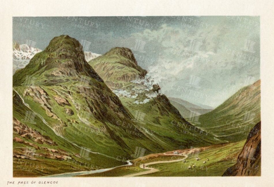 SCOTTISH Landscape - The Pass of Glencoe - Vintage 1895 Illustration