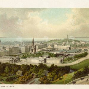 VINTAGE Landscape Illustration - New Town Edinburgh from the Castle