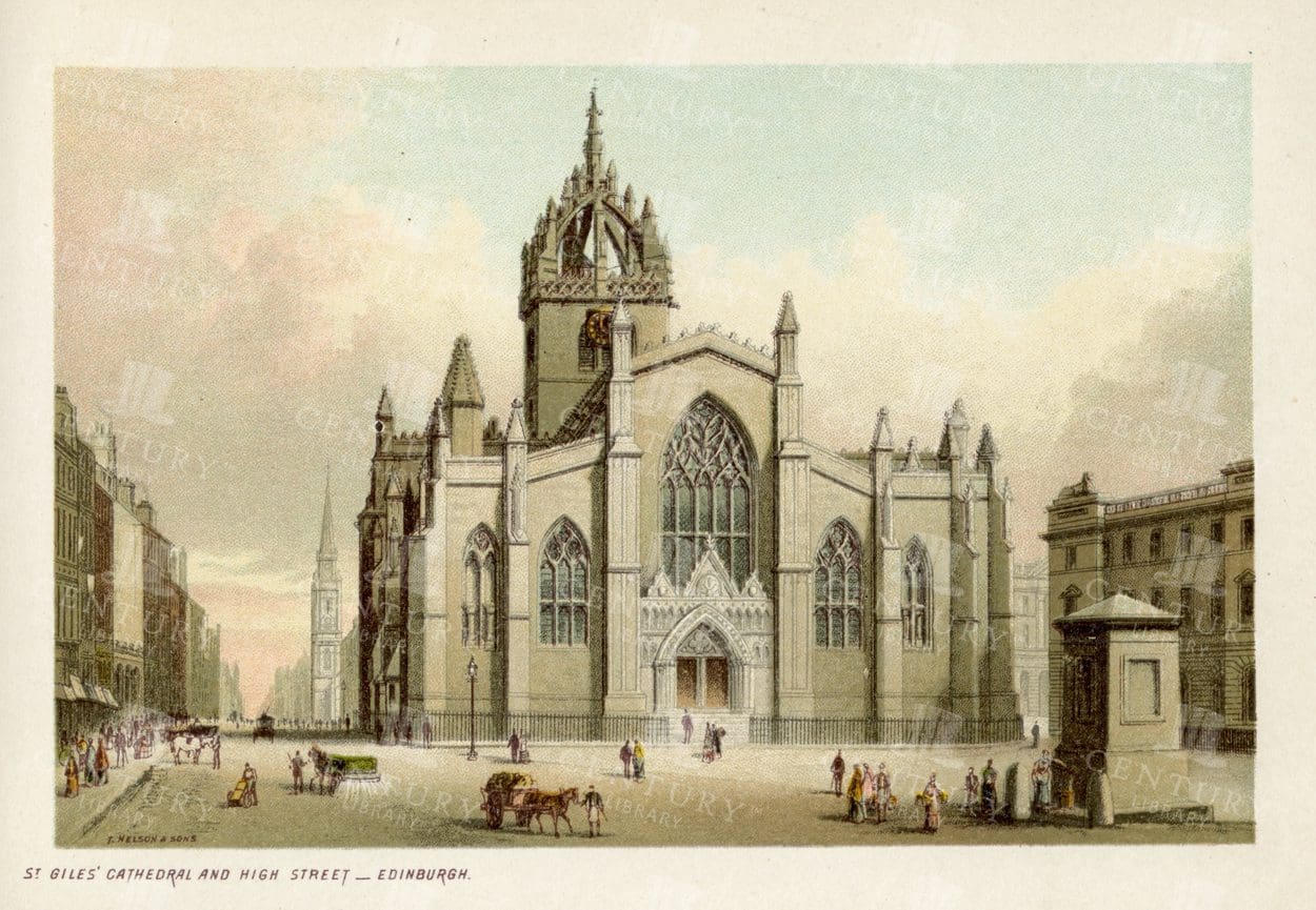 EDINBURGH - St Giles and the High Street - Vintage Landscape Illustration