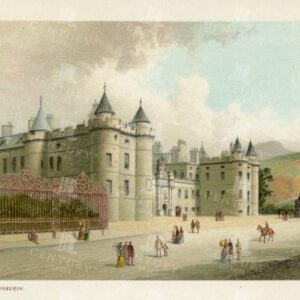 HOLYROOD PALACE - Edinburgh - 1895 Vintage Chromo Illustration