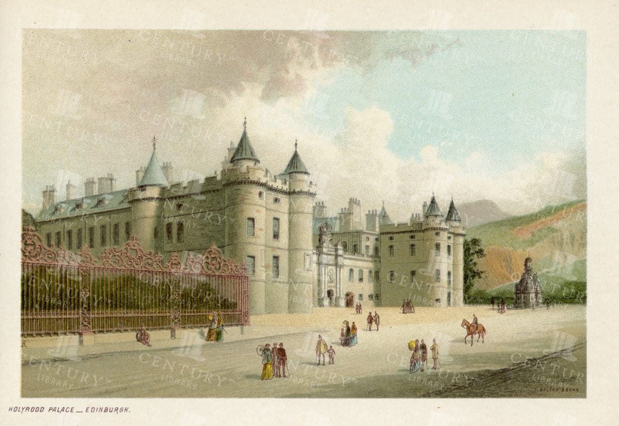 HOLYROOD PALACE - Edinburgh - 1895 Vintage Chromo Illustration