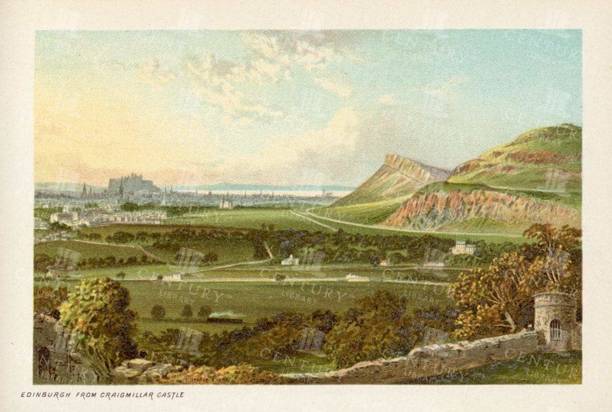 VINTAGE Illustration - View of Edinburgh from Craigmillar Castle - 1895