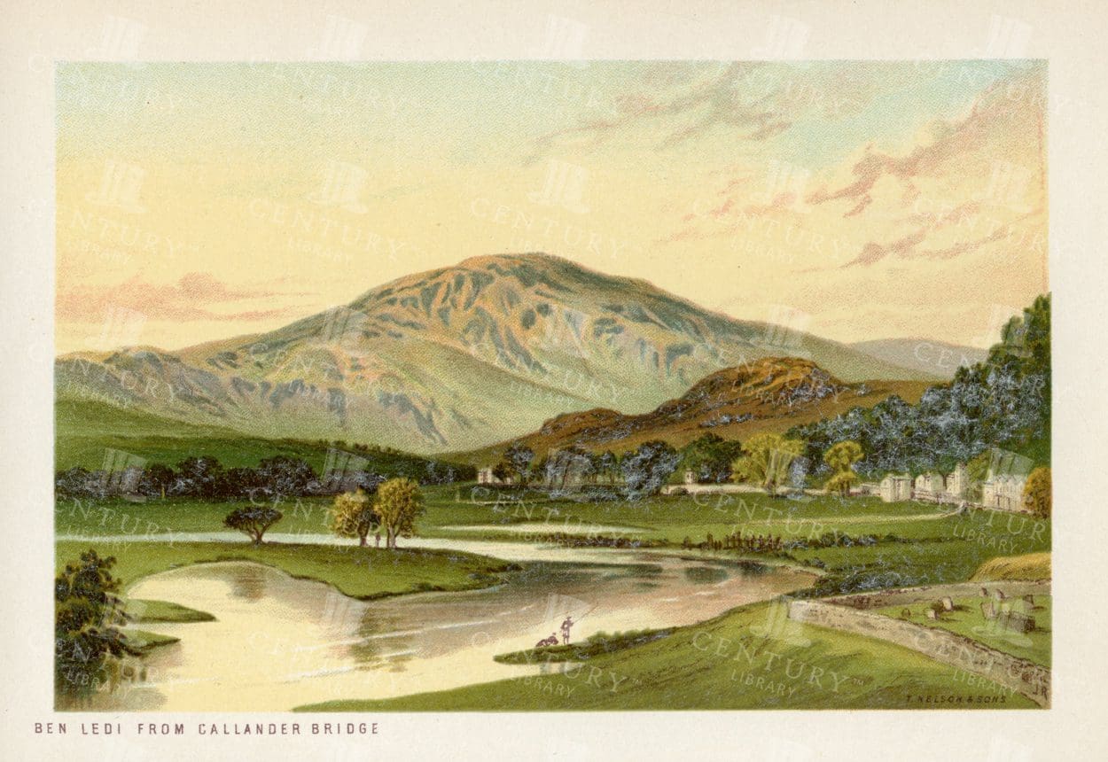 LOVELY Scottish Landscape Illustration - Ben Ledi from Callander Bridge