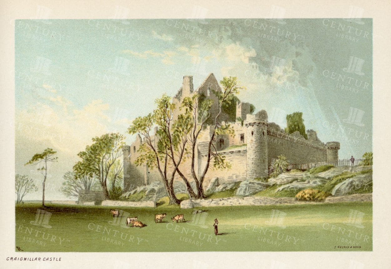 CRAIGMILLAR CASTLE  - Vintage 1895 Scottish Landscape Illustration