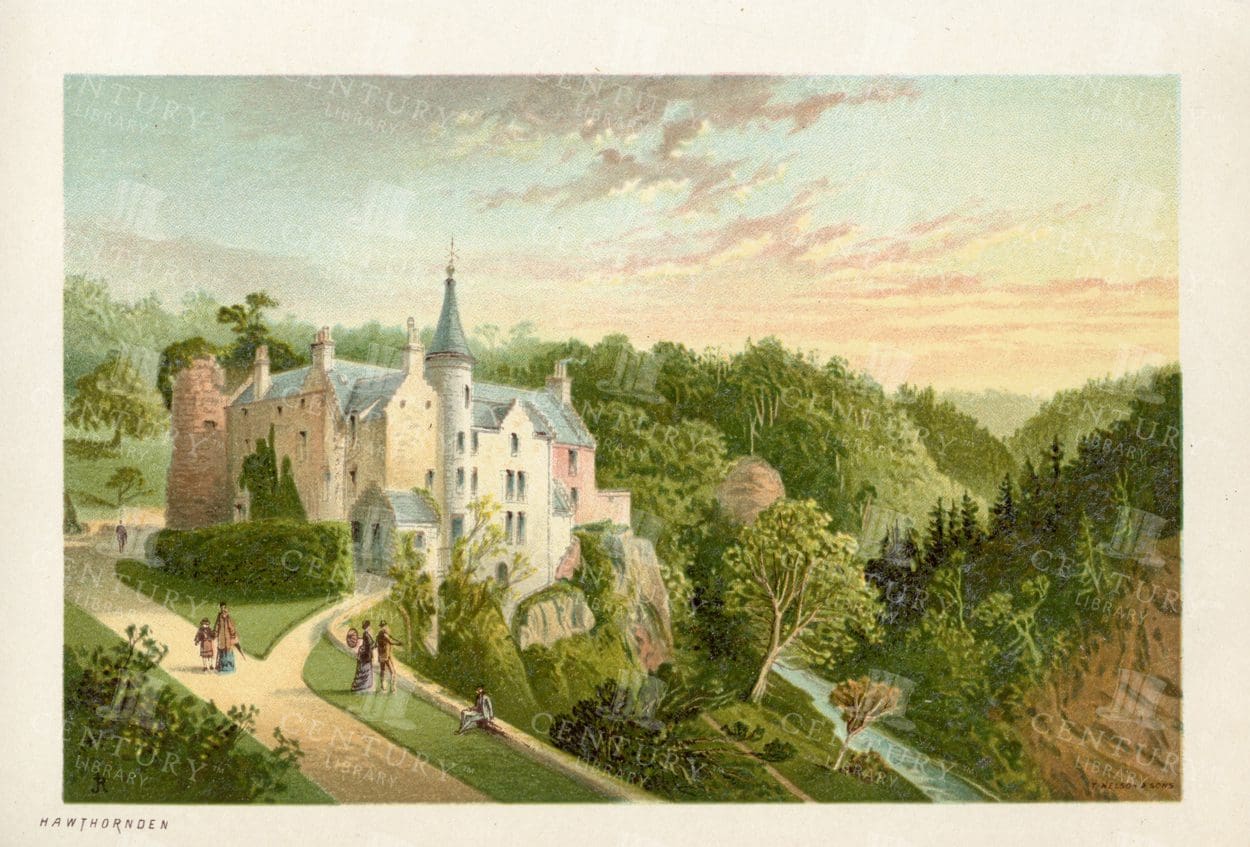HAWTHORNDEN - Scottish Landscape Vintage Illustration