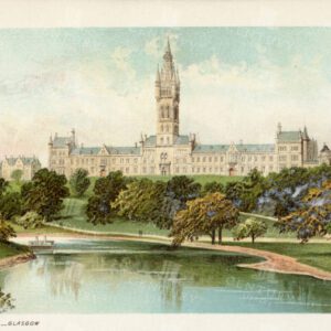 ANTIQUE 1895 Landscape Illustration - The New University - Glasgow