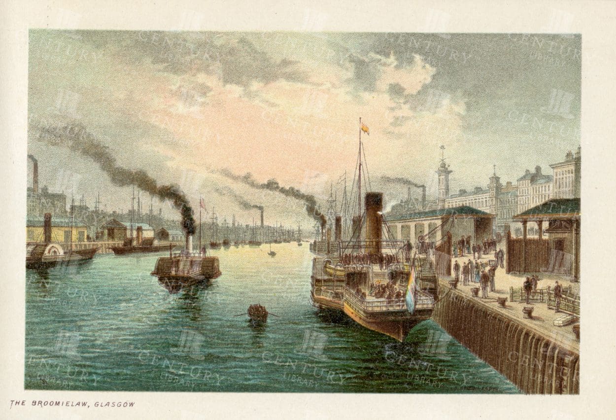 SOUVENIR of SCOTLAND - Vintage Illustration - The Broomielaw, Glasgow