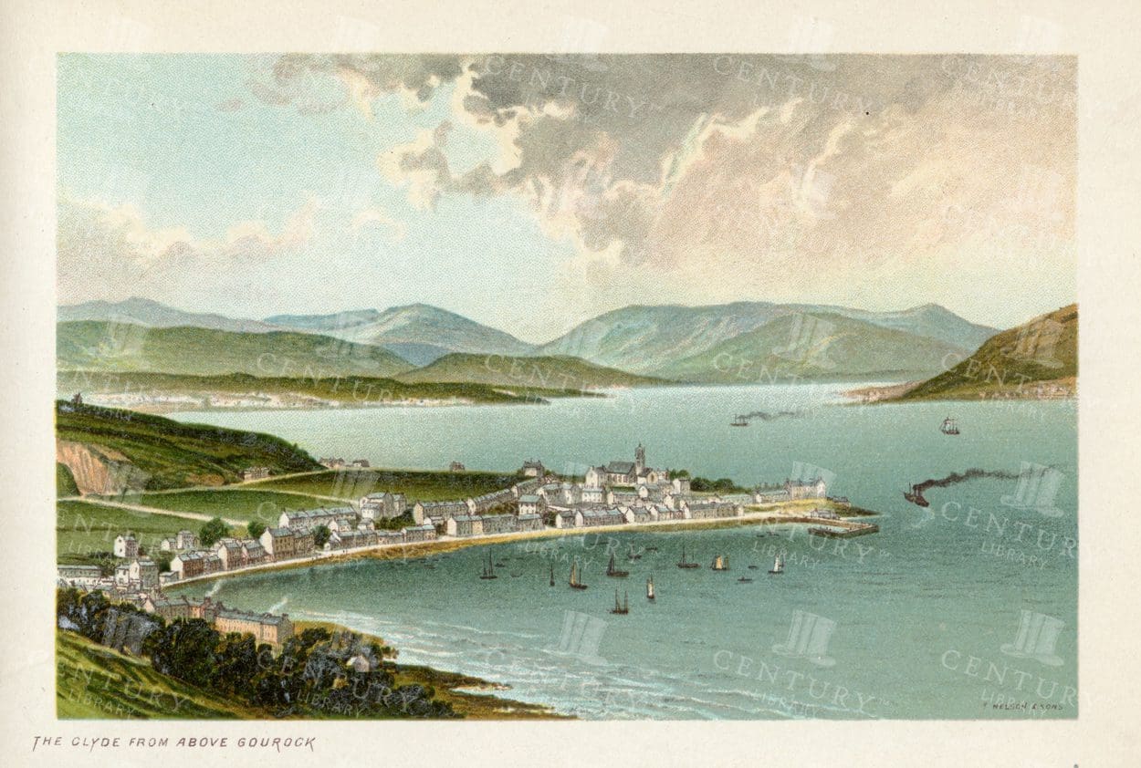 THE CLYDE from Above Gourock - Vintage Scottish Illustration - 1895