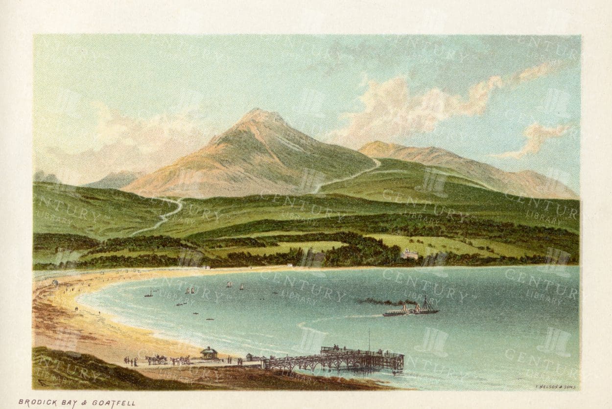BRODICK BAY & Goatfell - Vintage Scottish Landscape Illustration