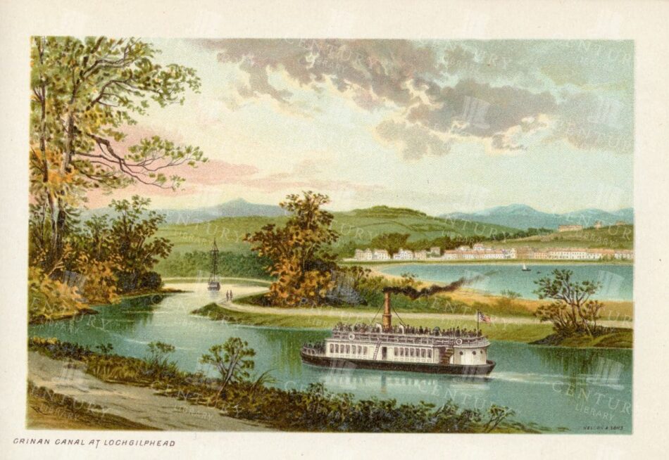 CRINAN CANAL at Lochgilphead - Vintage Scottish Illustration - 1895