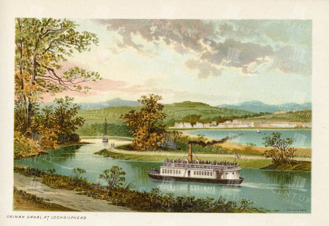 CRINAN CANAL at Lochgilphead - Vintage Scottish Illustration - 1895