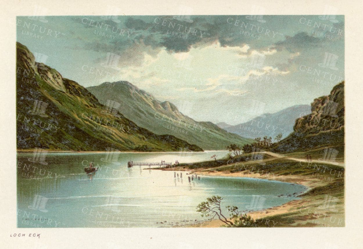 LOCH ECK - Antique Scottish Landscape Illustration - 1895