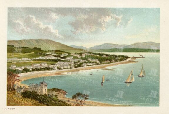 SCOTTISH Landscape Chromolithograph Illustration of Dunoon - 1895