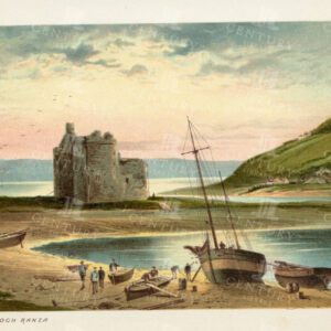 VINTAGE 1895 Chromolithograph Illustration - The Castle at Loch Ranza