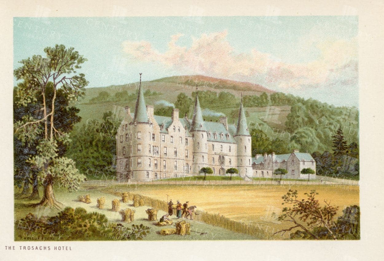 LOVELY Scottish Landscape Illustration - The Trossachs Hotel - 1895