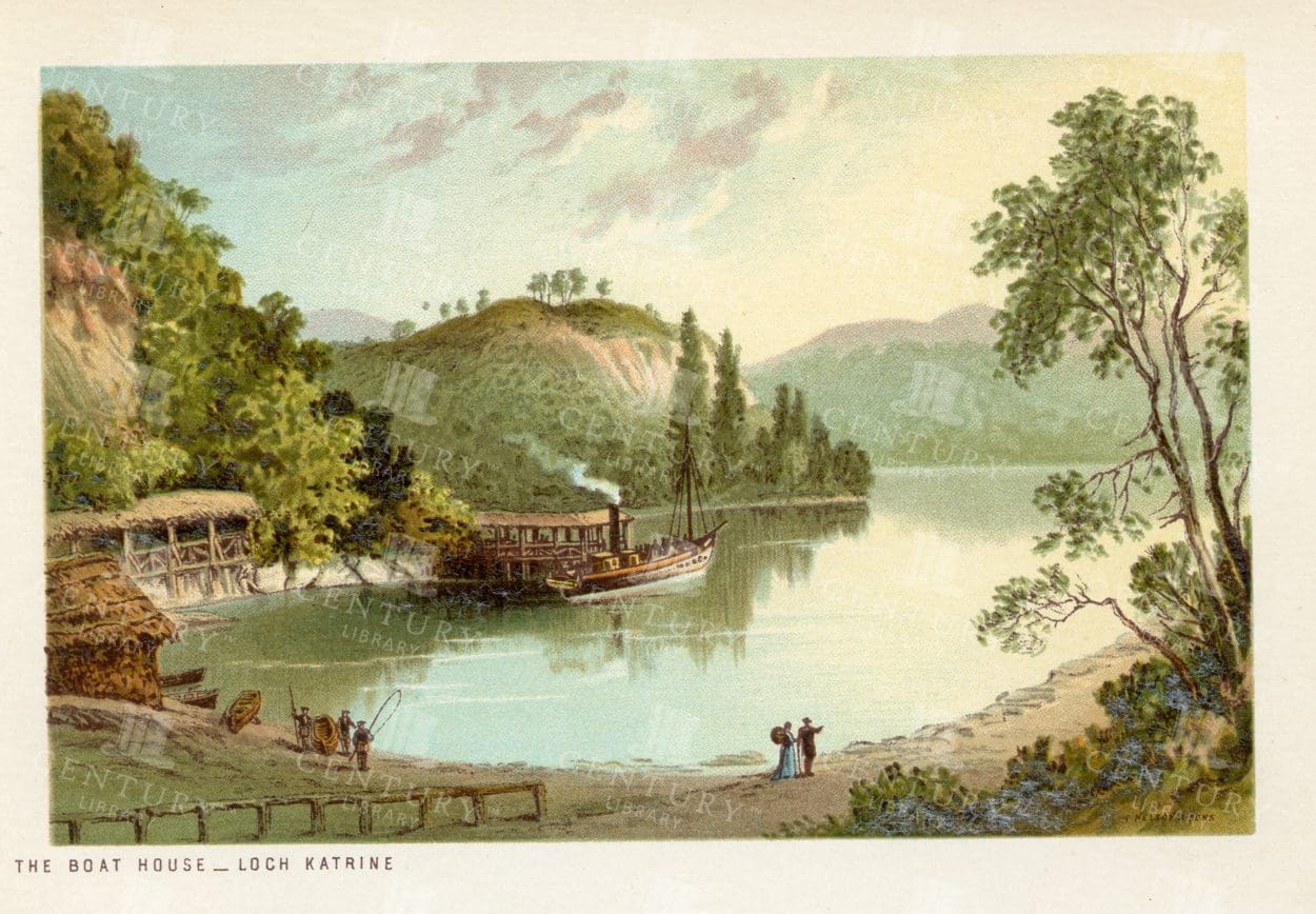 THE BOAT HOUSE - Loch Katrine - Stunning Vintage Illustration