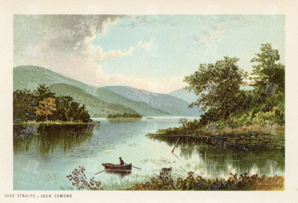 STUNNING Vintage Scottish Illustration - Luss Straits -Loch Lomond