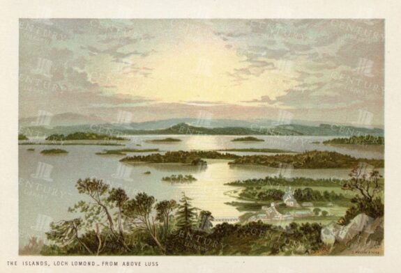 VINTAGE Scottish Landscape Illustration - The Islands, Loch Lomond