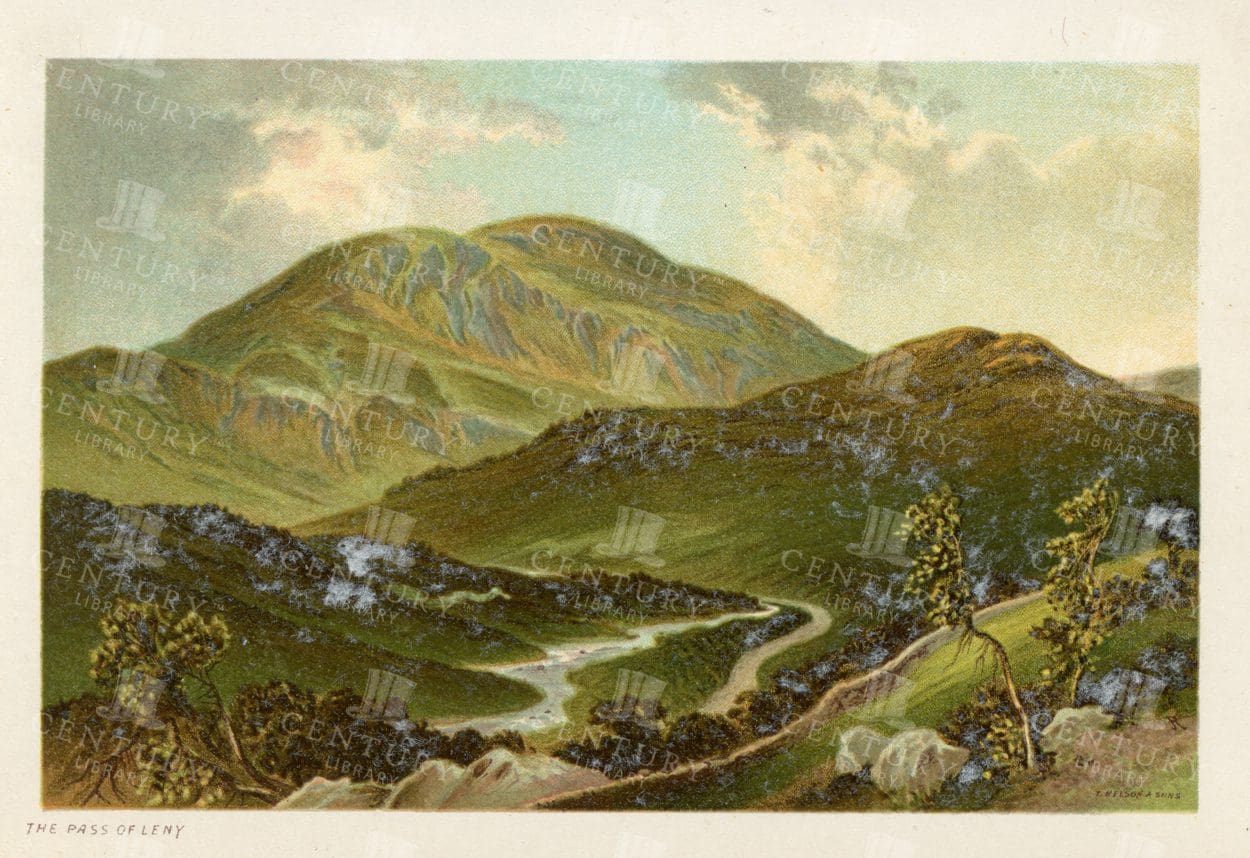 VINTAGE 1895 Landscape Illustration - The Pass of Leny