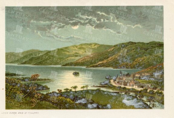 LOCH EARN and St Fillans - Vintage Scottish Landscape Illustration
