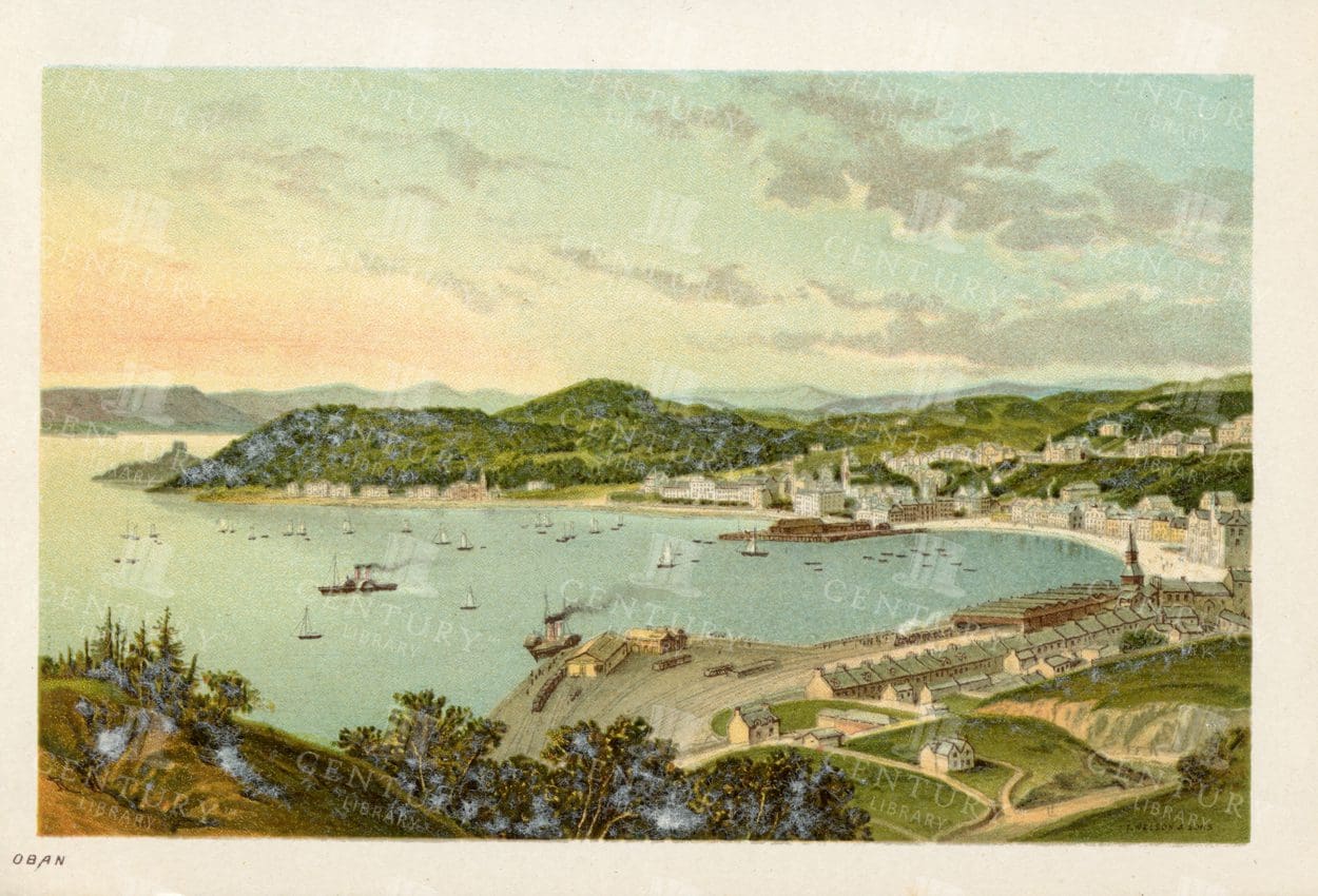 OBAN - Lovely Vintage 1895 Scottish Landscape Chromolithograph Illustration