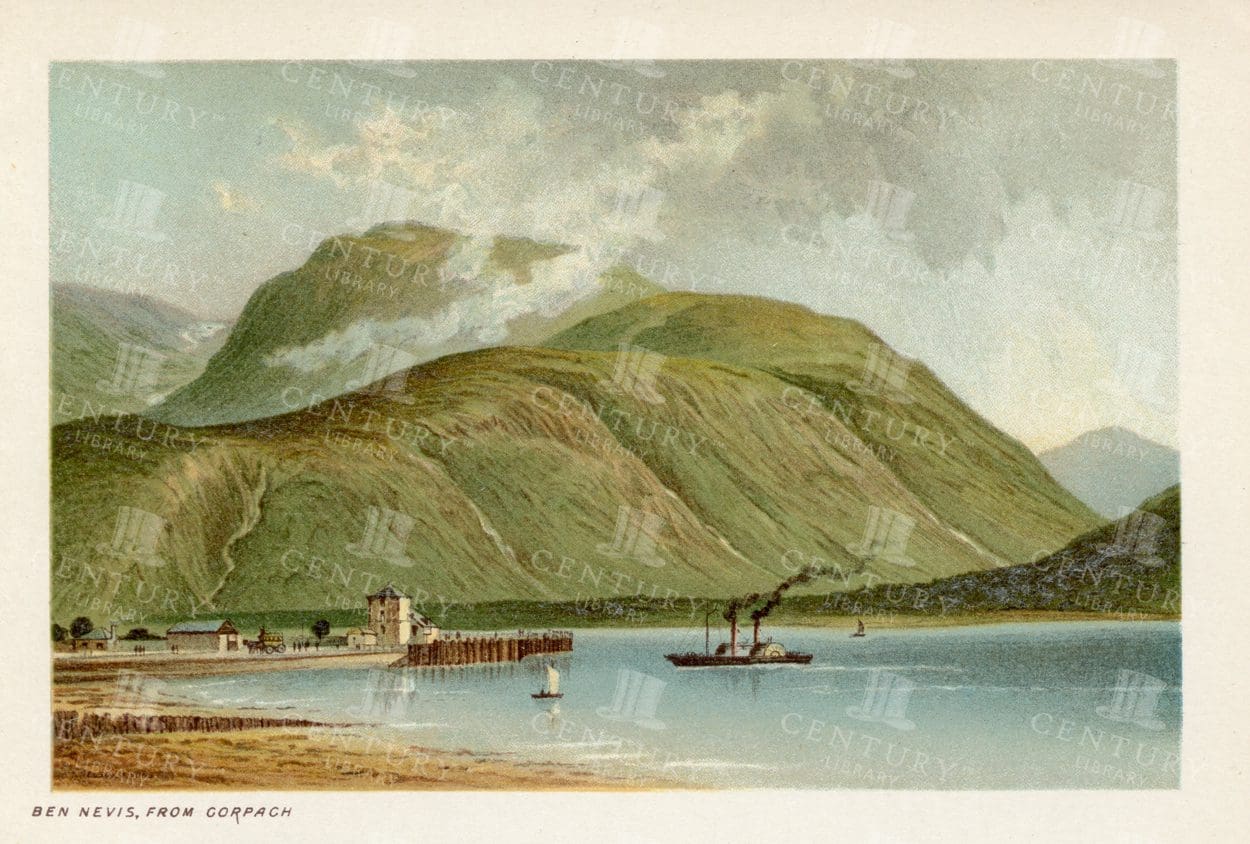 BEN NEVIS from Corpach - Vintage 1895 Scottish Landscape Illustration
