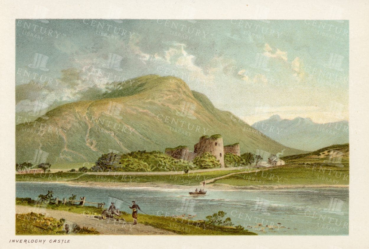 VINTAGE 1895 Illustration of Inverlochy Castle - Scottish Landscape Illustration