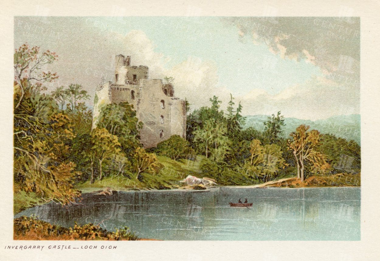 INVERGARRY CASTLE - Vintage 1895 Scottish Landscape Illustration
