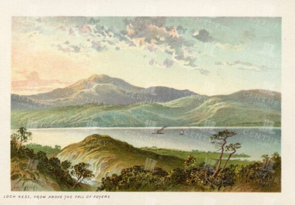 LOCH NESS from above the Fall of Foyers, Vintage 1895 Illustration