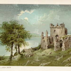 URQUHART CASTLE - Loch Ness - Vintage Landscape Illustration - 1895