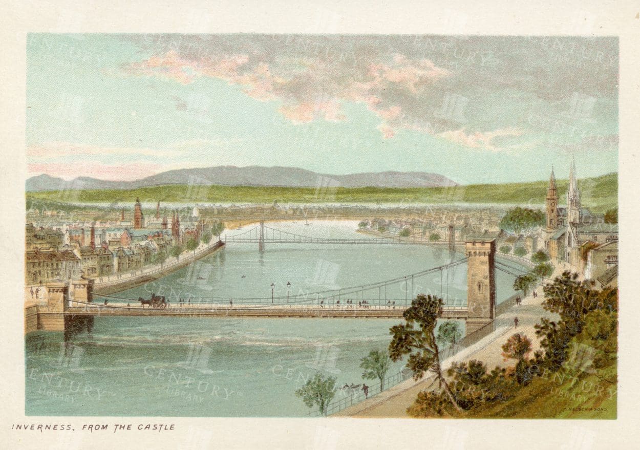 INVERNESS from the Castle - Vintage Scottish Landscape Illustration