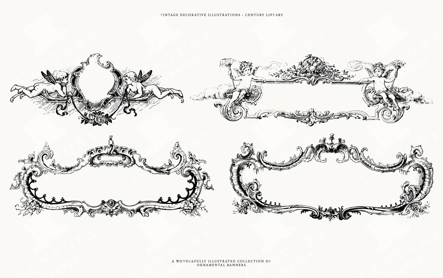 Vintage Victorian Banners and Label Designs in PNG, SVG, and EPS Formats - Vector Clip Art for Invitations and Design Projects