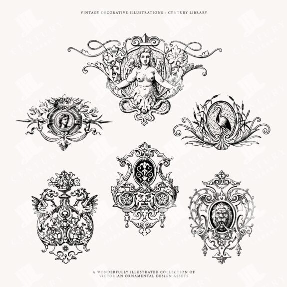 Isolated Victorian Decorative Design Assets in PNG, SVG, and EPS Formats