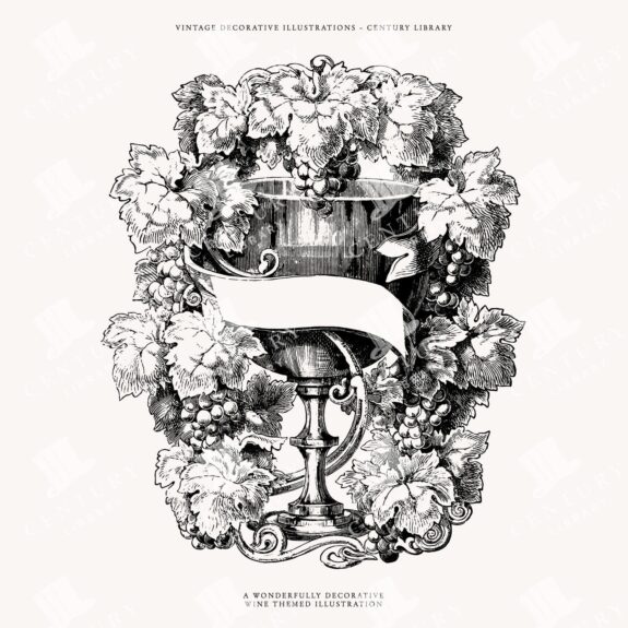 Goblet Of Wine Illustration With Label / Ribbon - Vector And Isolated Png Illustration