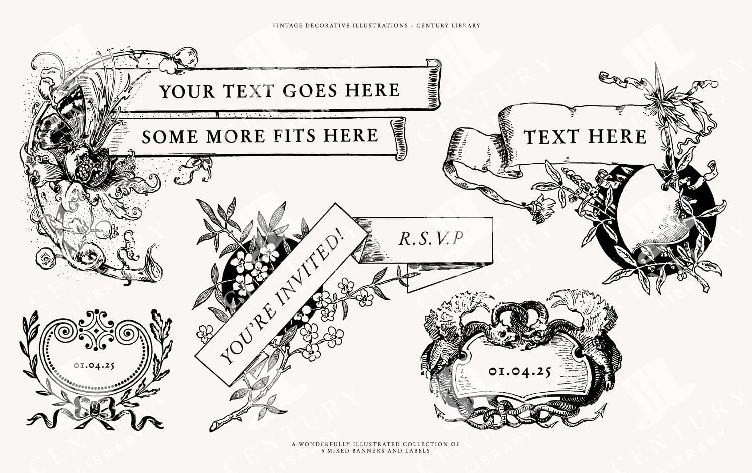 Vintage Ribbon and Banner Templates - Decorative and Downloadable Design Assets