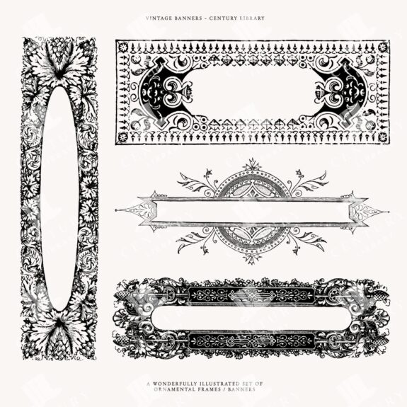Decorative Ornamental Banner Floral Inspired Design Assets