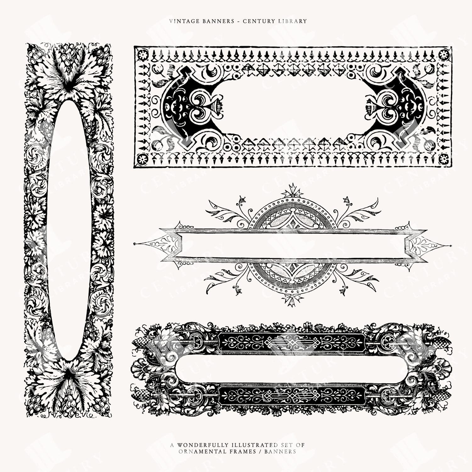 Decorative Ornamental Banner Floral Inspired Design Assets
