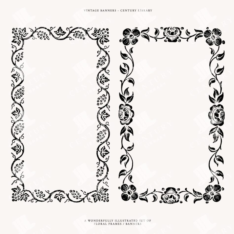 Floral Wedding Invitation Border Illustrations - Svg, Eps, And Png Formats